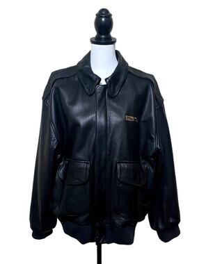 Game Sportswear Bomber Jacket Mens Medium Black Premium Leather FLAW